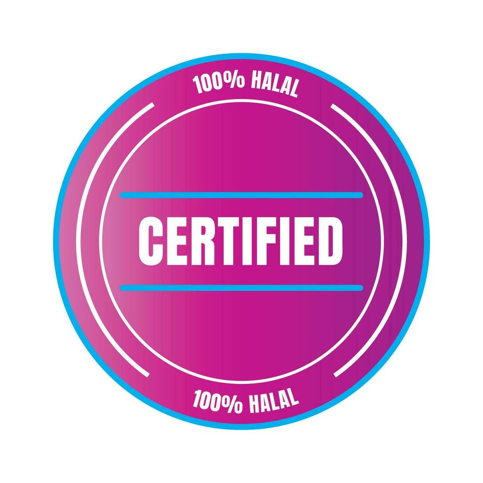 Certified halal food badge stamp, halal food and drink label, Certified halal food badge symbol vector