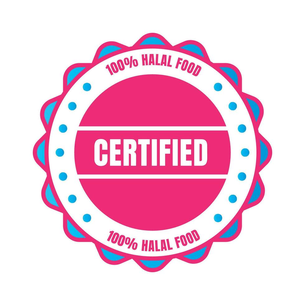 Certified halal food badge stamp, halal food and drink label, Certified halal food badge symbol vector