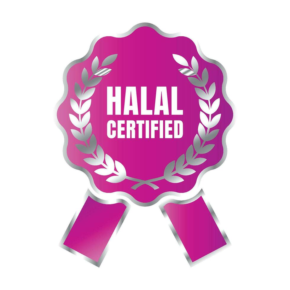 halal certificado Insignia diseño vector, halal comida producto estampilla, autorizado halal comida y bebida cinta sello etiqueta vector