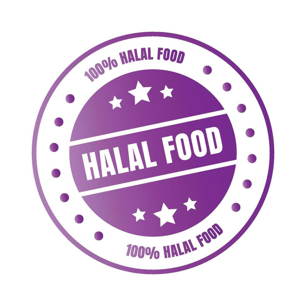 Halal food certified badge stamp, Authorized halal drink and food product label, Approved halal sign stamp vector