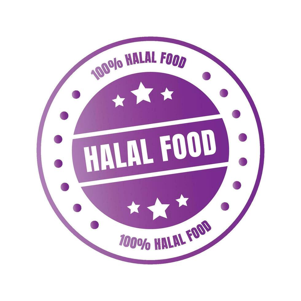 Halal food certified badge stamp, Authorized halal drink and food product label, Approved halal sign stamp vector