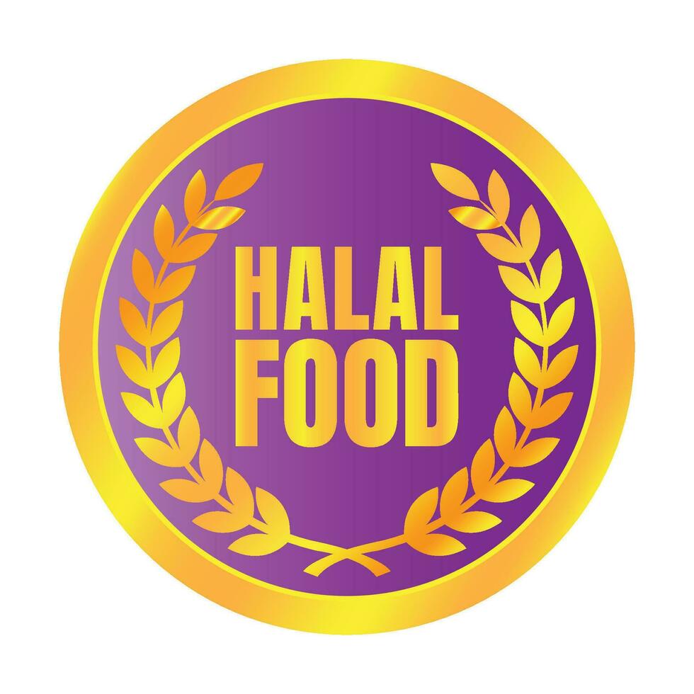 halal comida certificado Insignia estampilla, autorizado halal bebida y comida producto etiqueta, aprobado halal firmar sello vector