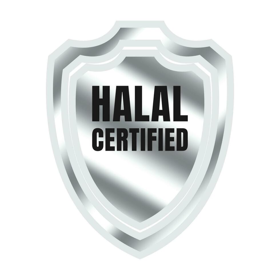 Halal certified badge design vector, Halal food product stamp, Authorized halal food and drink  ribbon stamp label vector