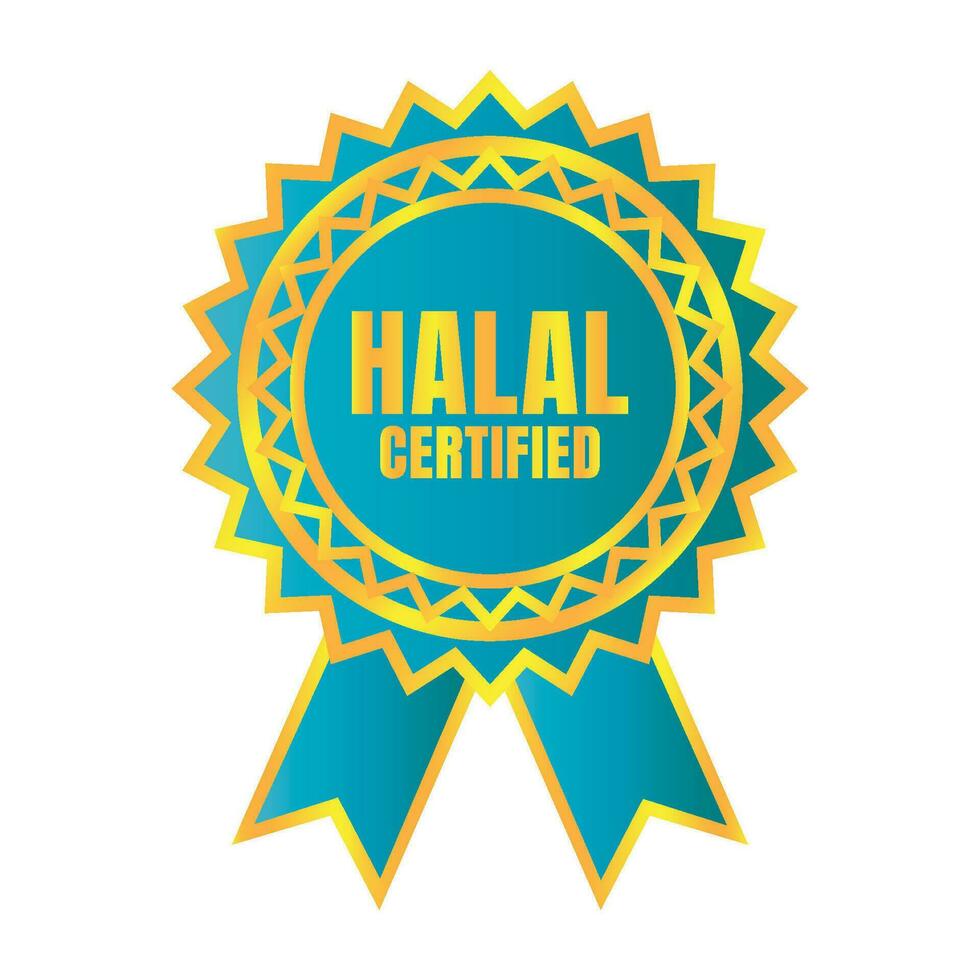 Halal certified badge design vector, Halal food product stamp, Authorized halal food and drink  ribbon stamp label vector