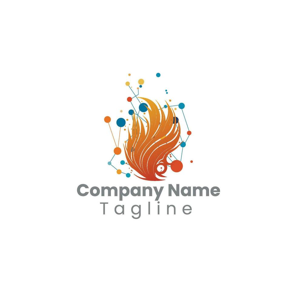 Flame tech logo design vector