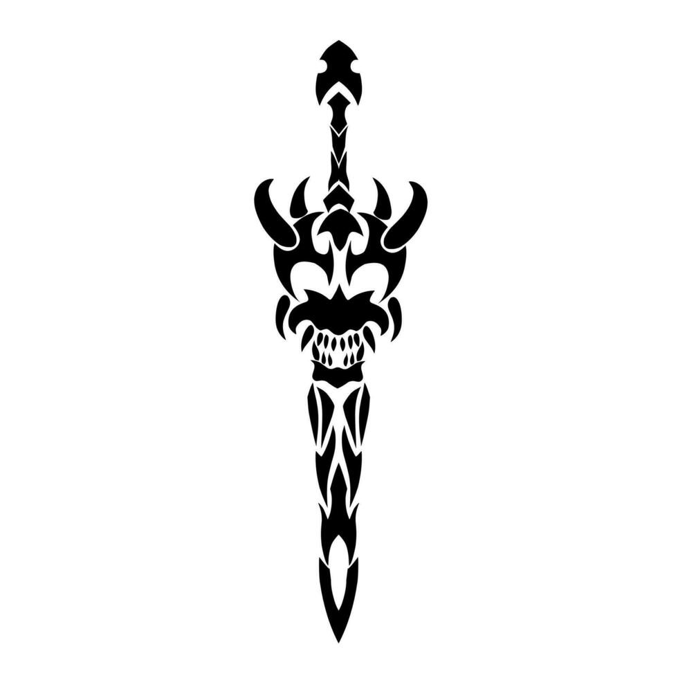 illustration vector graphic of devil sword design with tribal tattoo art style