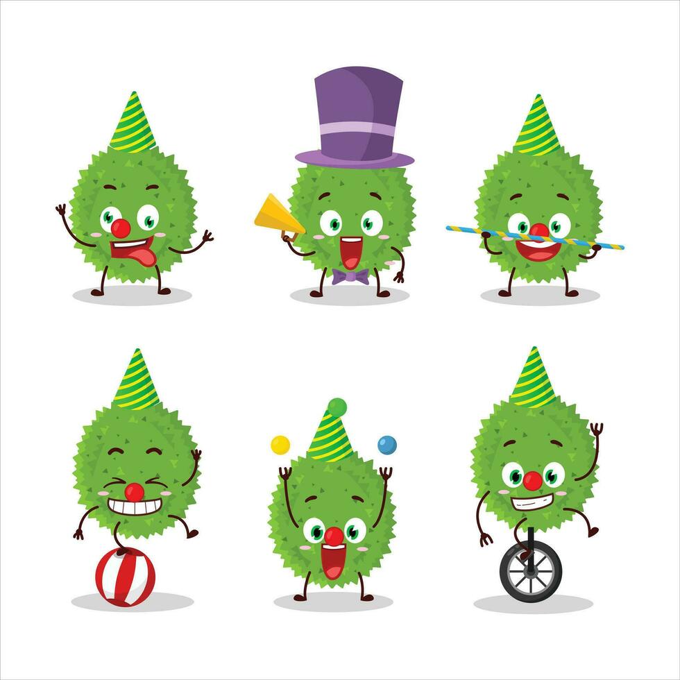 dibujos animados personaje de Durian con varios circo muestra vector