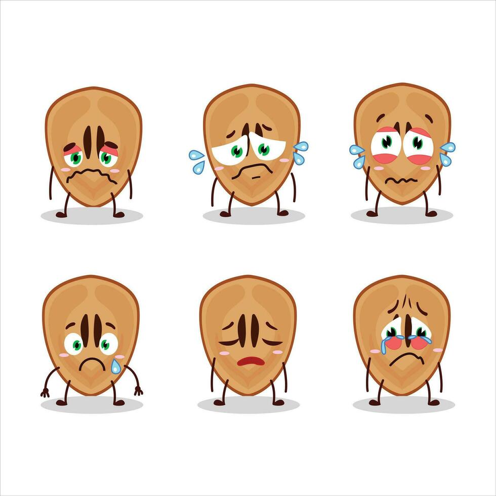 Slice of sapodilla cartoon character with sad expression vector