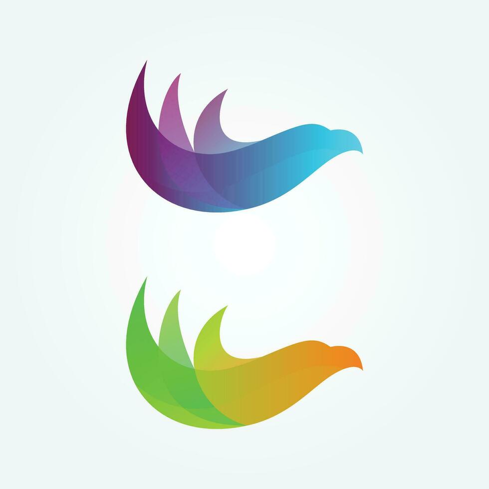collection of eagle logo design template use gradient blue, green, and yellow colors vector