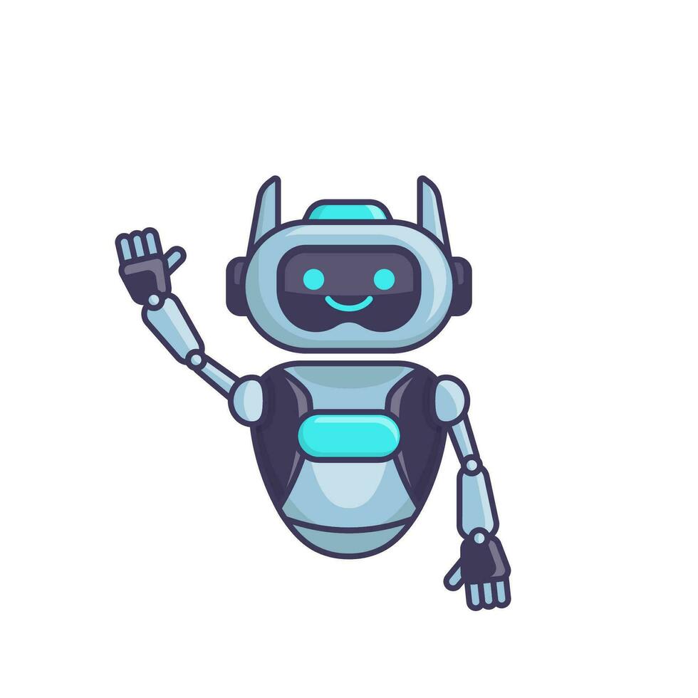 Robot character say Hi Hello vector illustration. Cute robot cartoon illustration design