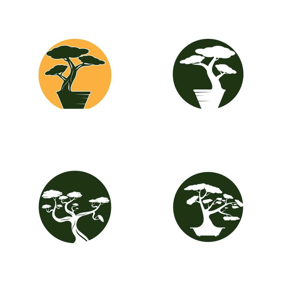 Bonsai logo design. Japanese Mini Small Plant Tree Silhouette logo design vector