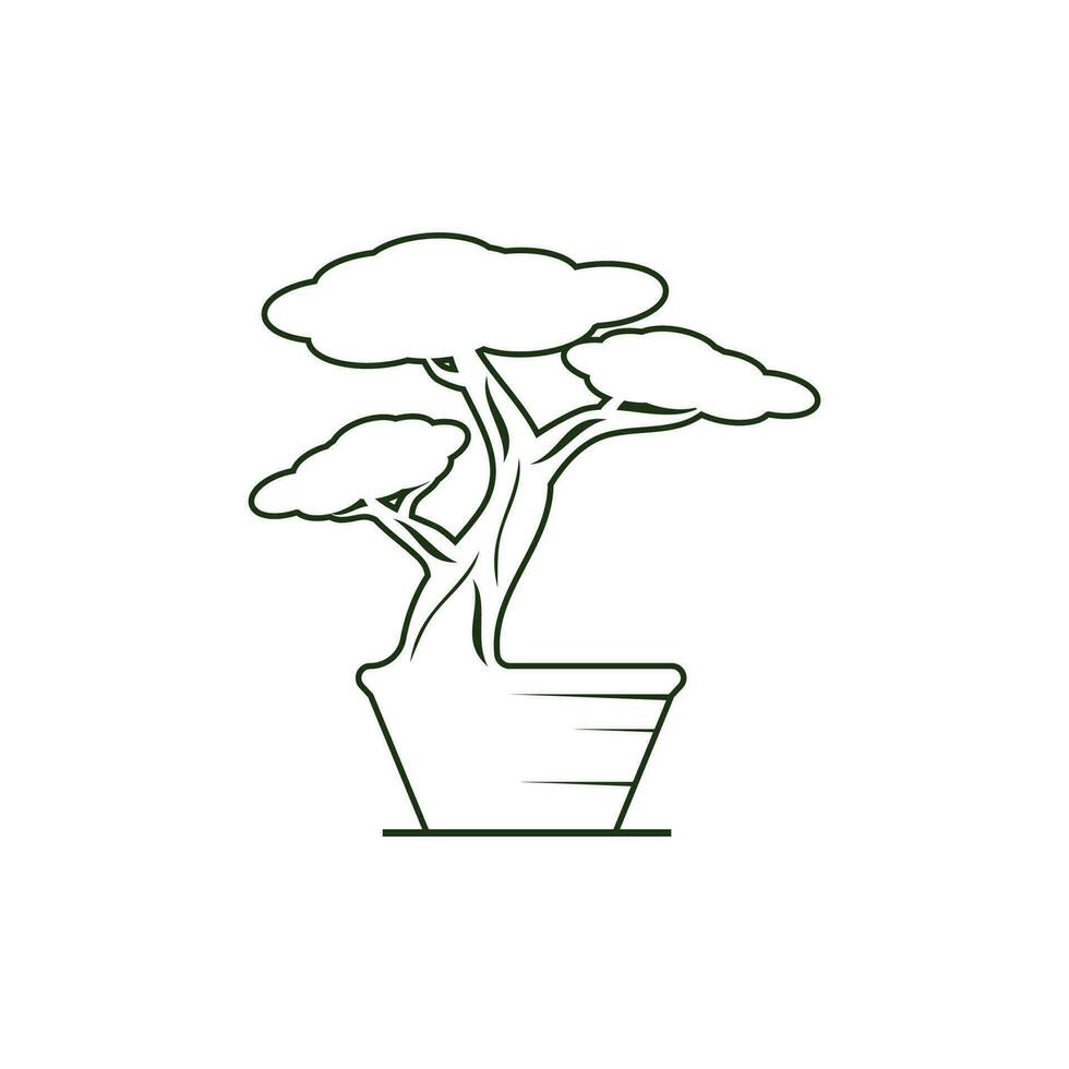 bonsai logo diseño. japonés mini pequeño planta árbol silueta logo diseño vector