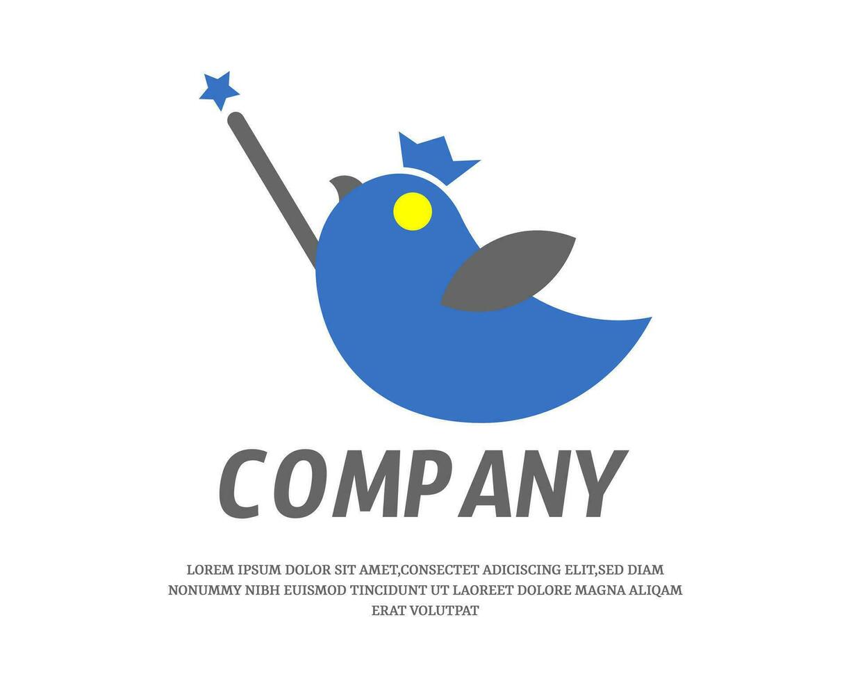 king bird flat design logo template vector