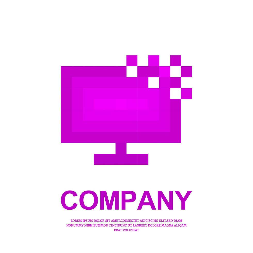 pixel combination with television graphic vector logo