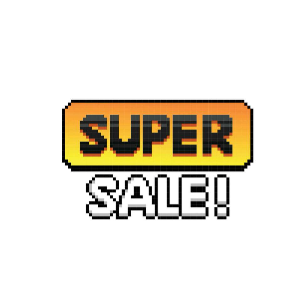 super sale sign in pixel art style vector