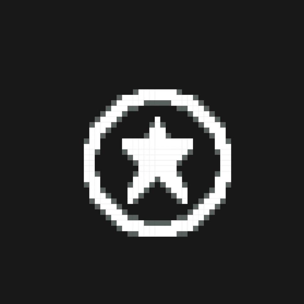 white star and circle in pixel art style vector