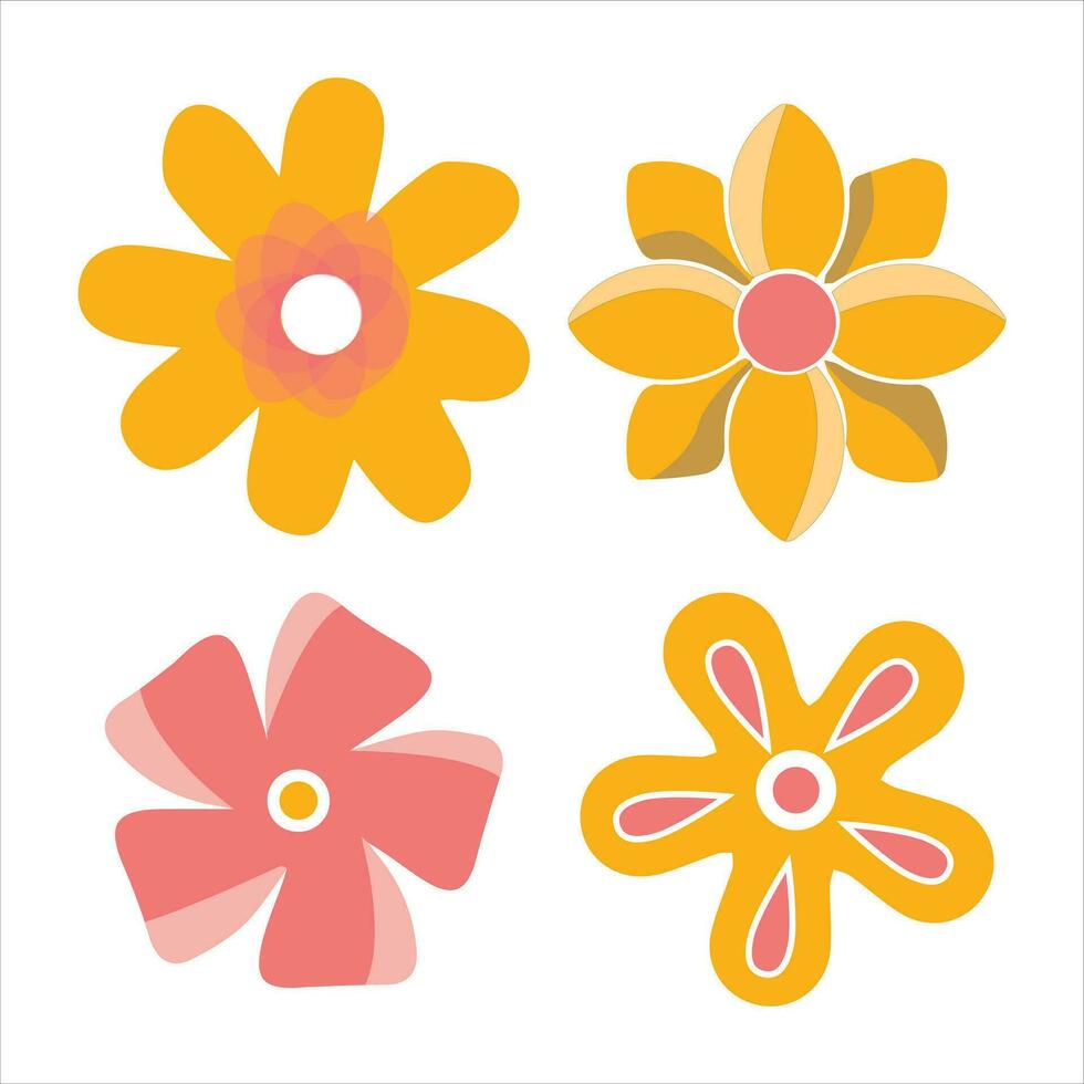 Simple Abstract flowers objects contemporary modern trendy vector Elements illustration.