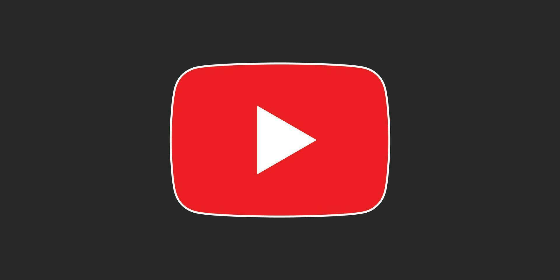 Youtube logo rojo y blanco color con blanco contorno vector