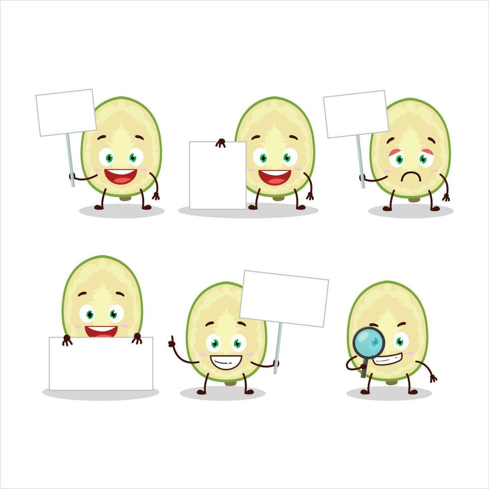 Slice of ambarella cartoon character bring information board vector