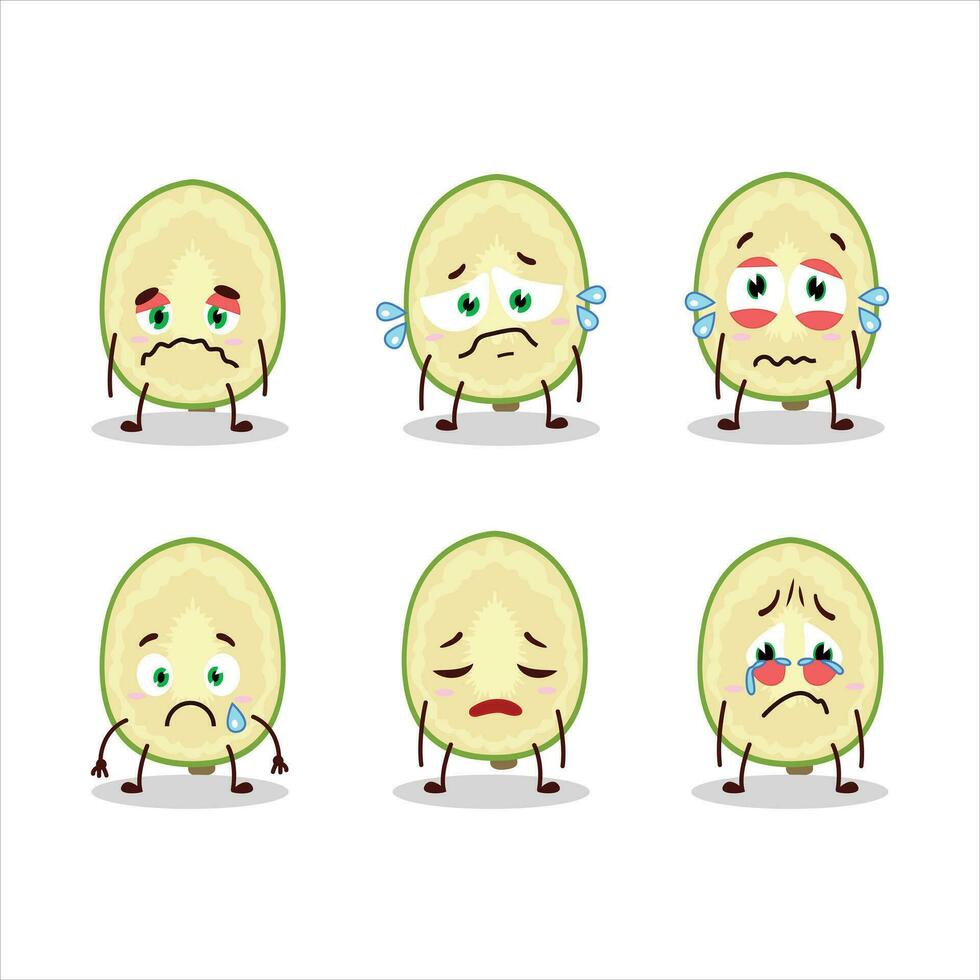 Slice of ambarella cartoon character with sad expression vector