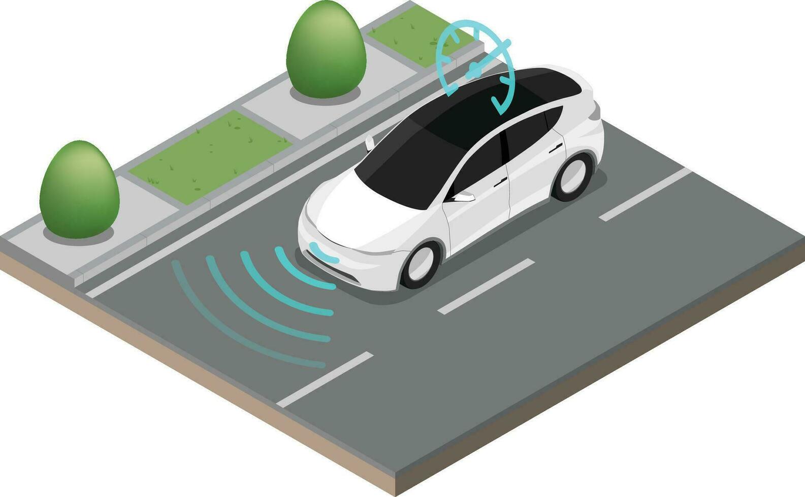 isométrica composición coche en el la carretera vector