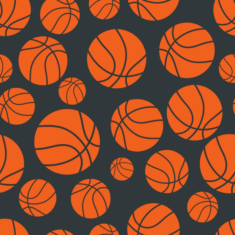 Basketball seamless pattern with bright orange balls. Modern illustration for flyers, banners, web and print. Sport, team play concept. Vector flat modern illustration isolated.