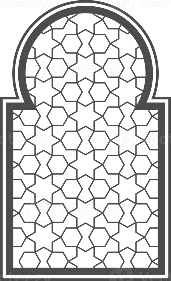 Ramadan window with pattern. Arabic frame of mosque door. Islamic design template. Oriental decoration with ornament. png