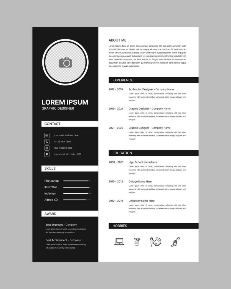 profesional CV currículum modelo diseño vector minimalista