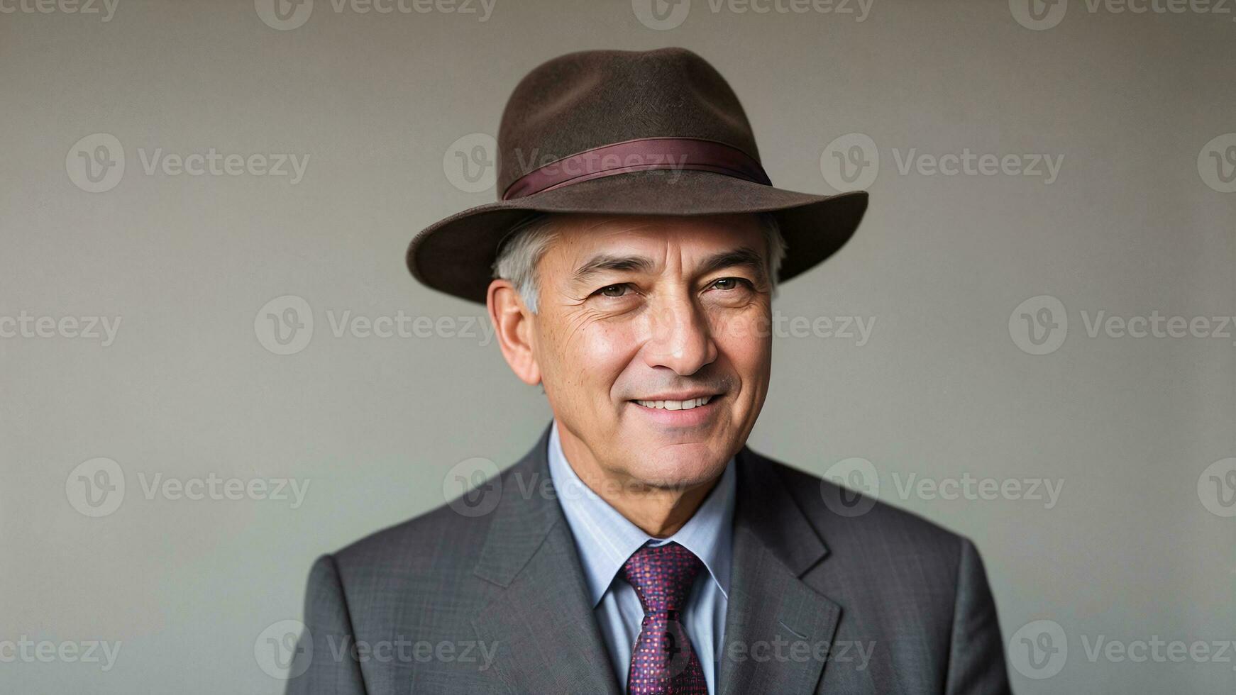 Businessman in a hat smiling. Generative AI photo