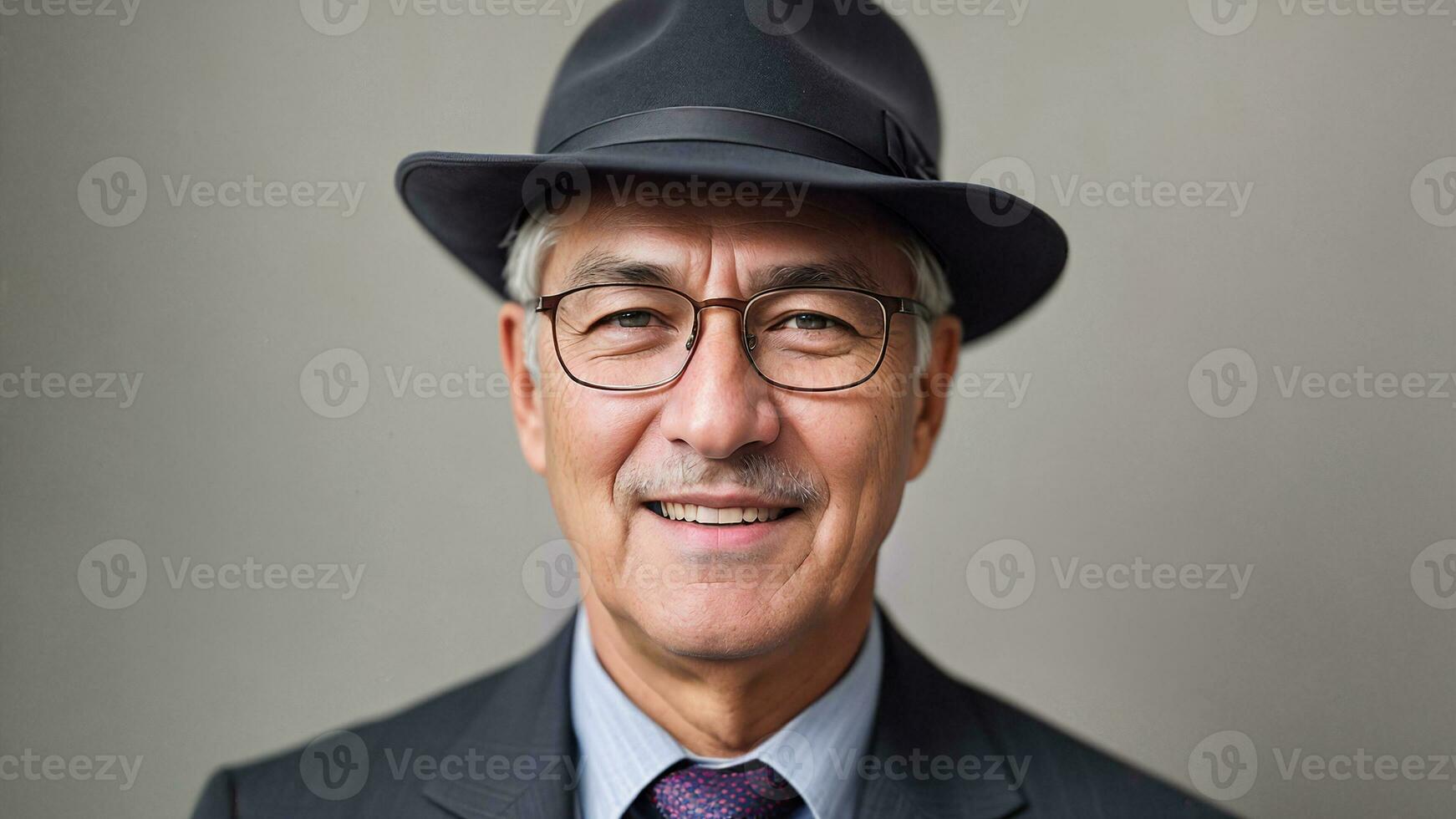 Businessman in a hat smiling. Generative AI photo