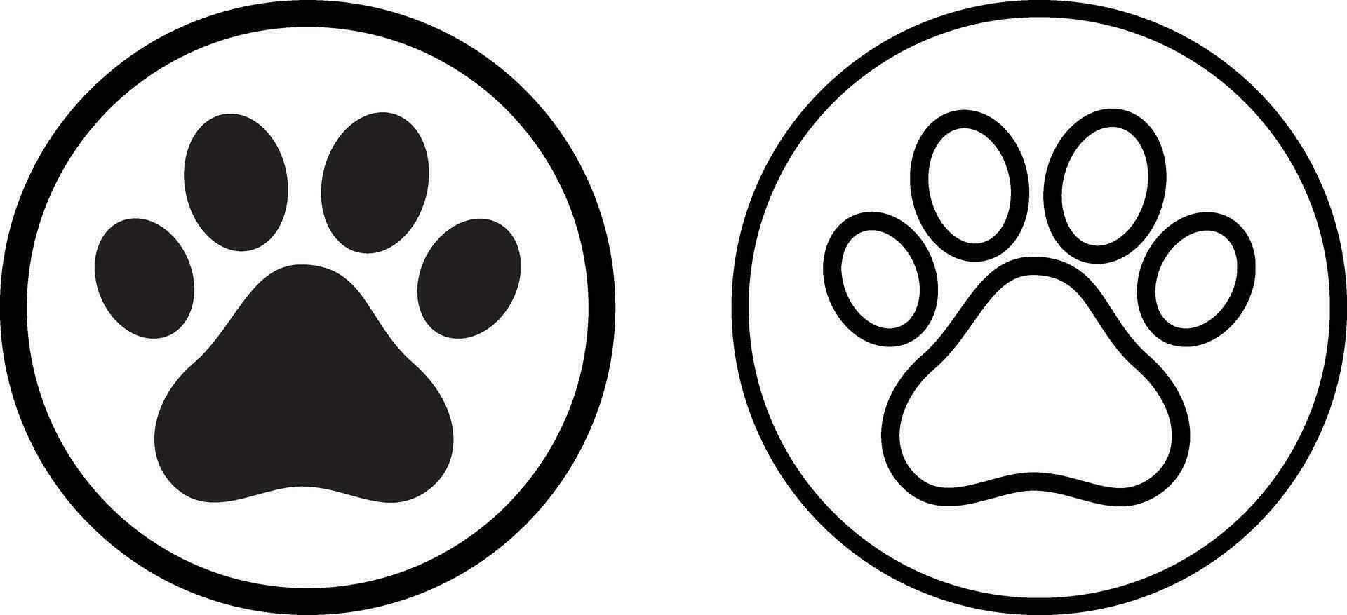 paw print icon set vector in two styles . dog paw icon . animal footprint icon