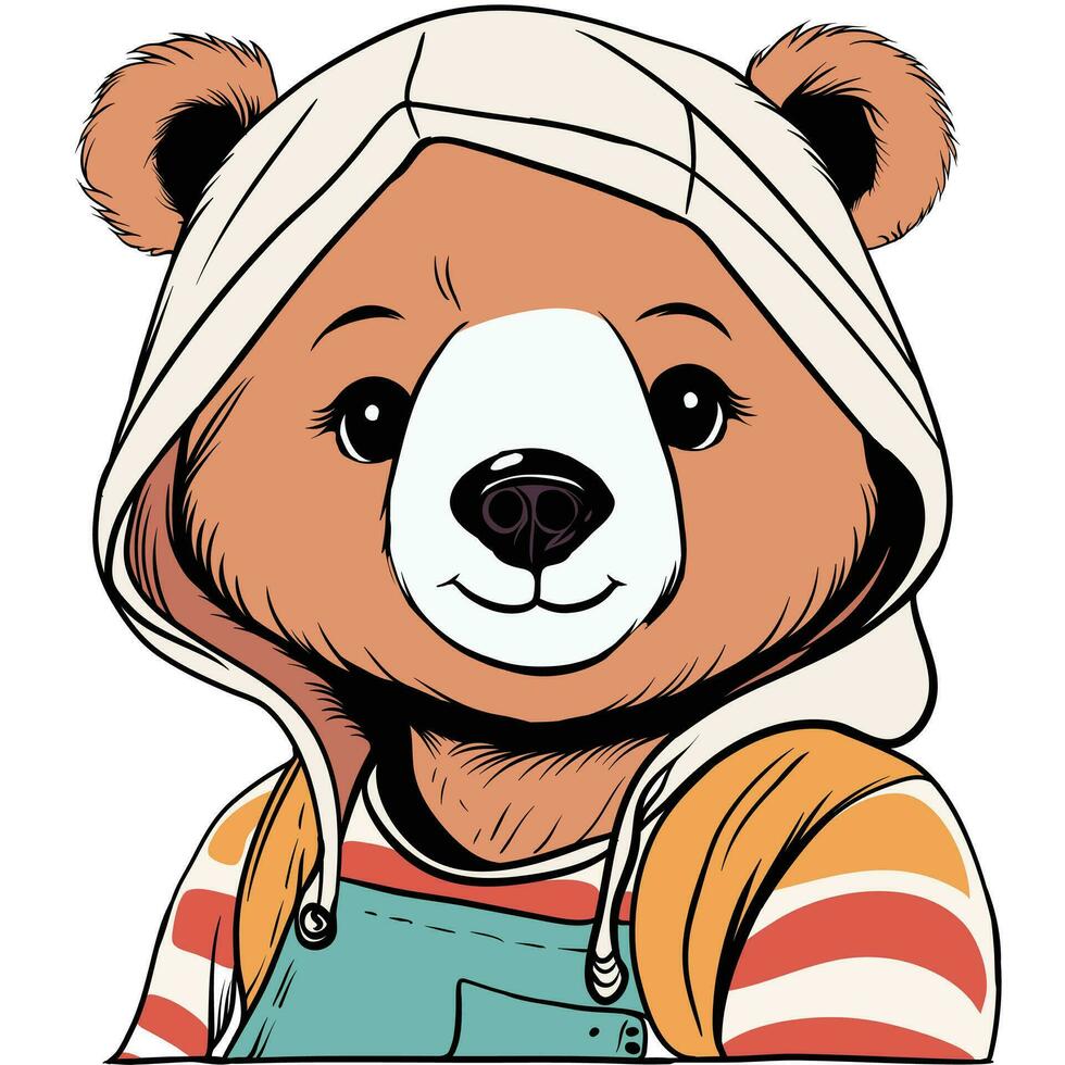 cute bear wearing a dress vector