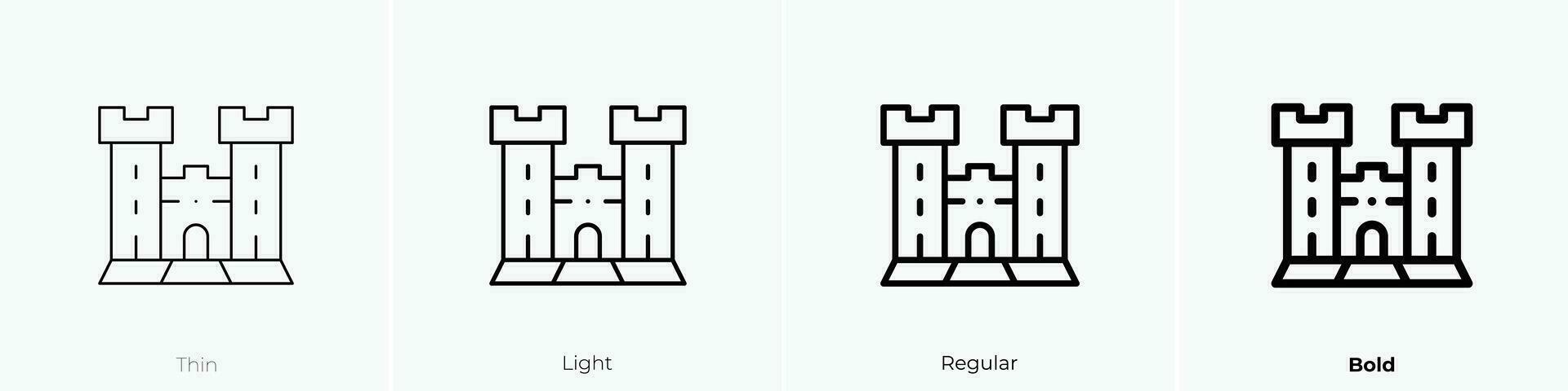 windsor castle icon. Thin, Light, Regular And Bold style design isolated on white background vector