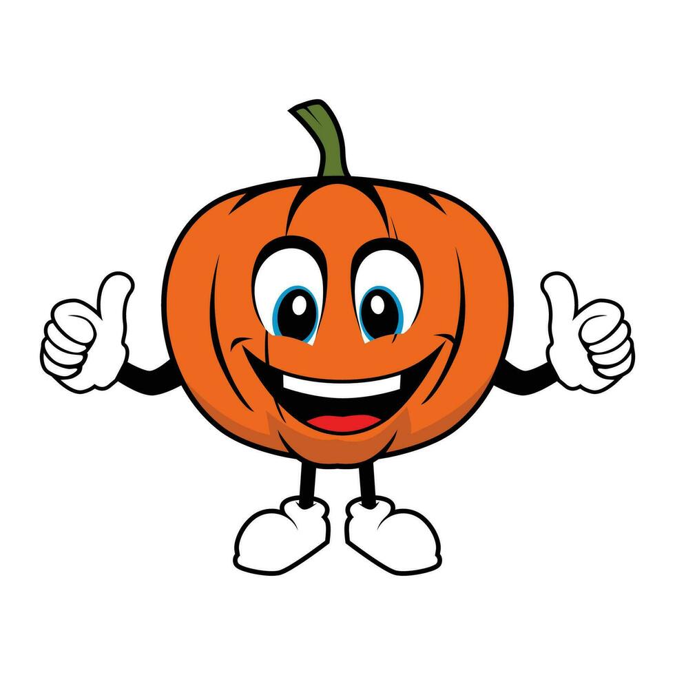 Smilling Pumpkin Mascot Giving Thumbs Up vector