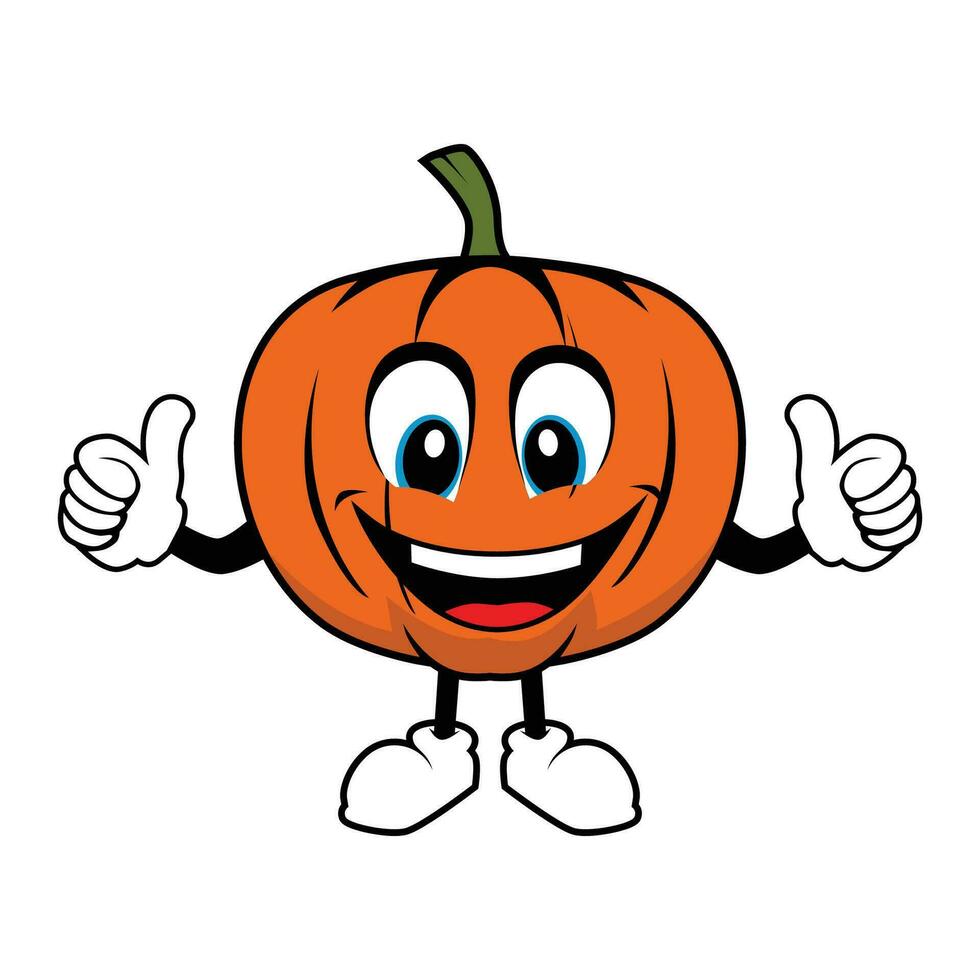 smilling calabaza mascota dando pulgares arriba vector