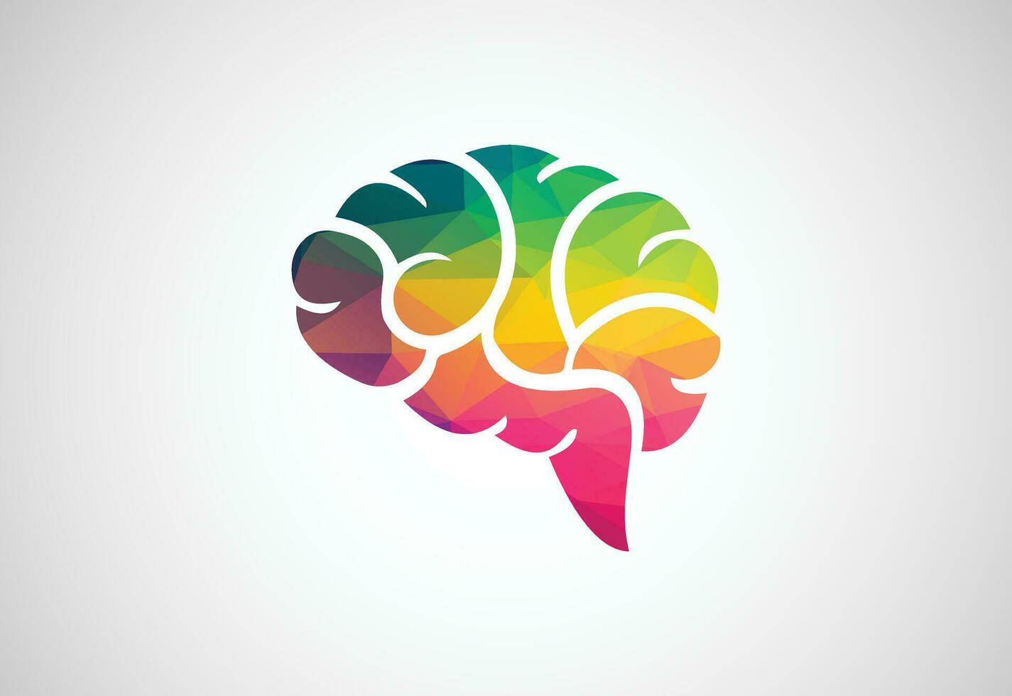 Low Poly and Creative Human Mind Brain Technology logo design, Vector design concept