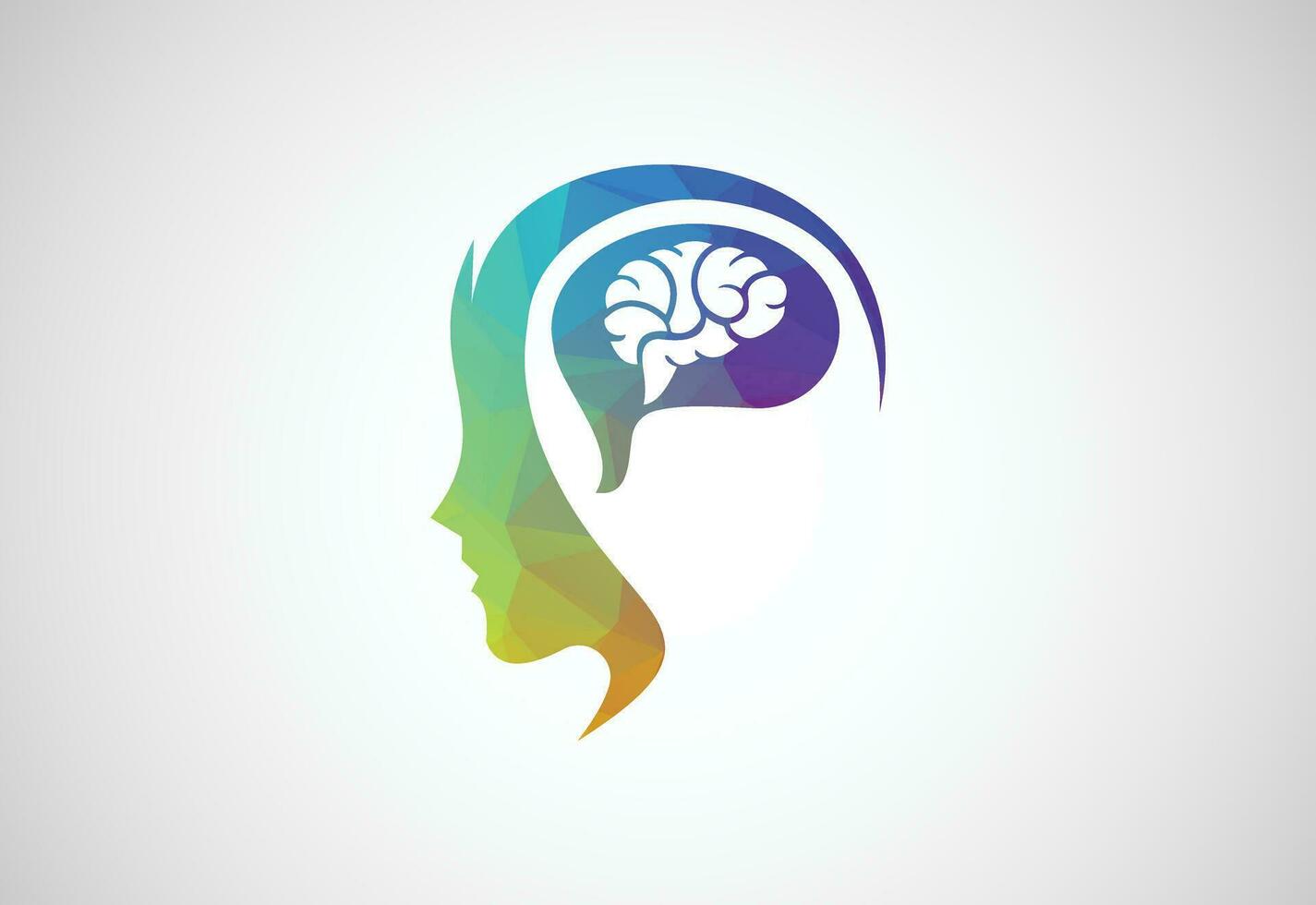 Low Poly and Creative Human Mind Brain Technology logo design, Vector design concept