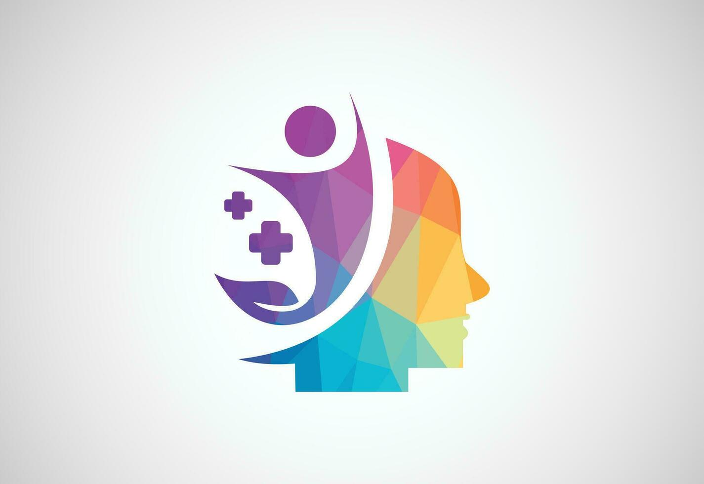 Low Poly and Creative Human Mind Brain Technology logo design, Vector design concept
