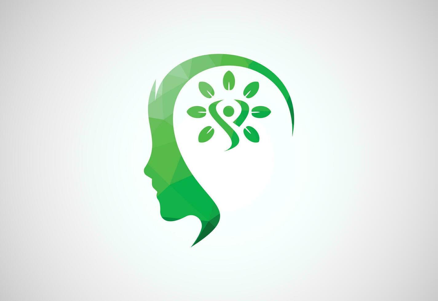 Low Poly and Creative Human Mind Brain Technology logo design, Vector design concept