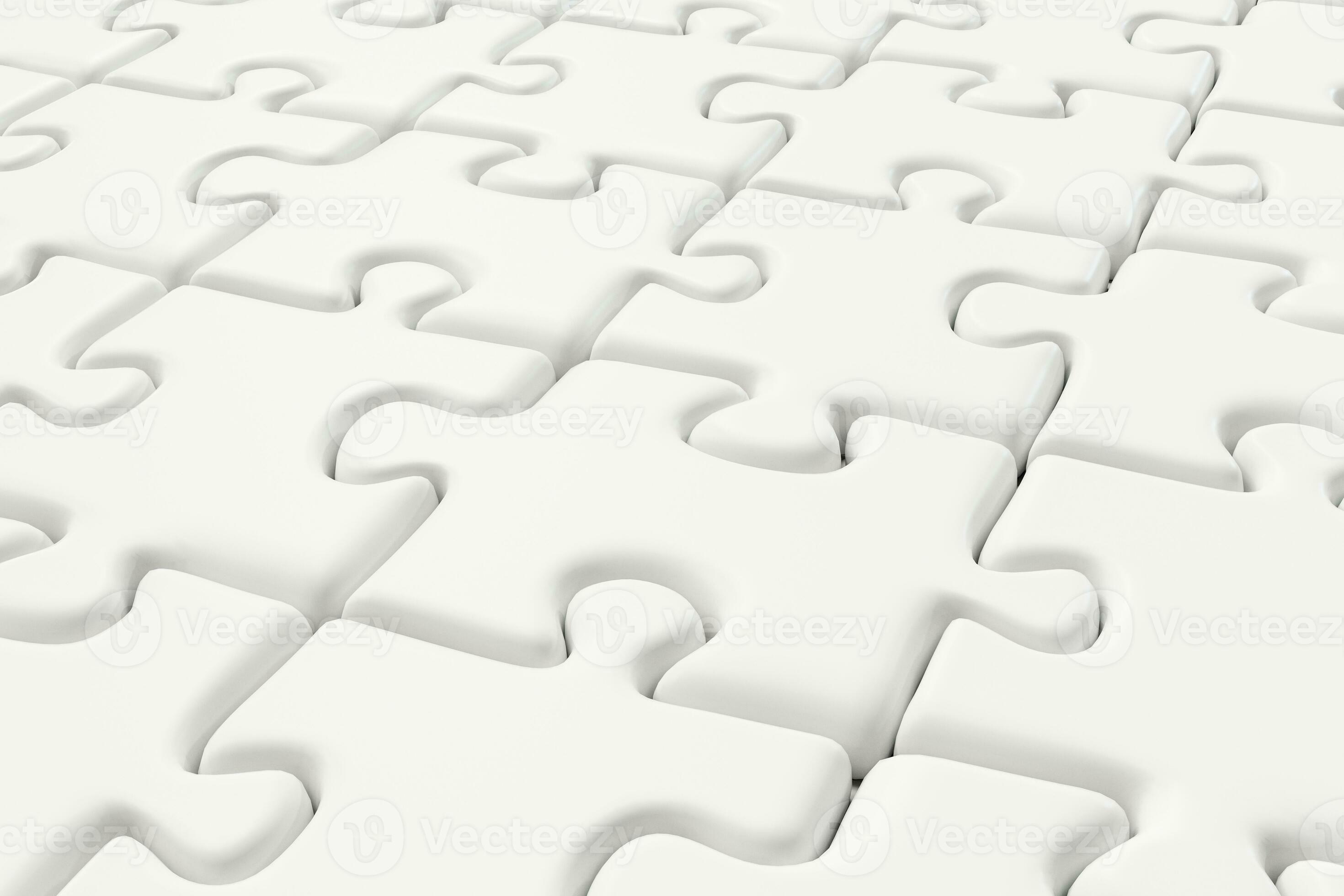 Blank Puzzles Arranged Neatly With White Background 3d Rendering