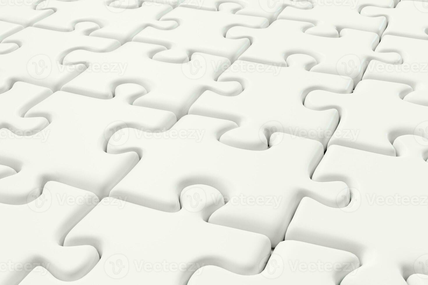Blank puzzles arranged neatly with white background, 3d rendering. photo