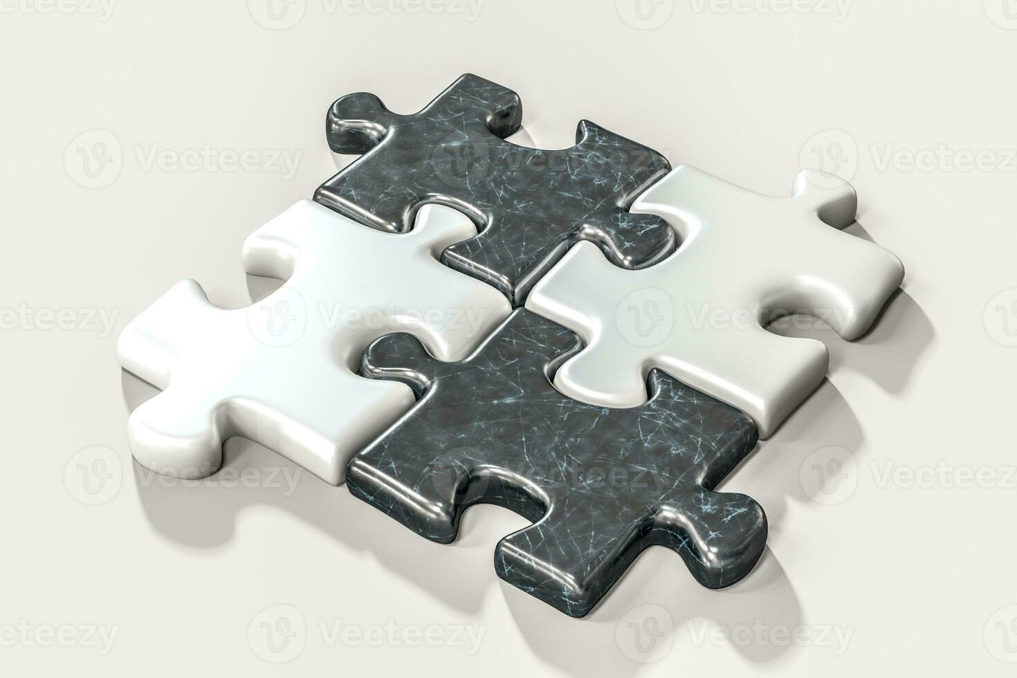 Blank puzzles arranged neatly with white background, 3d rendering. photo