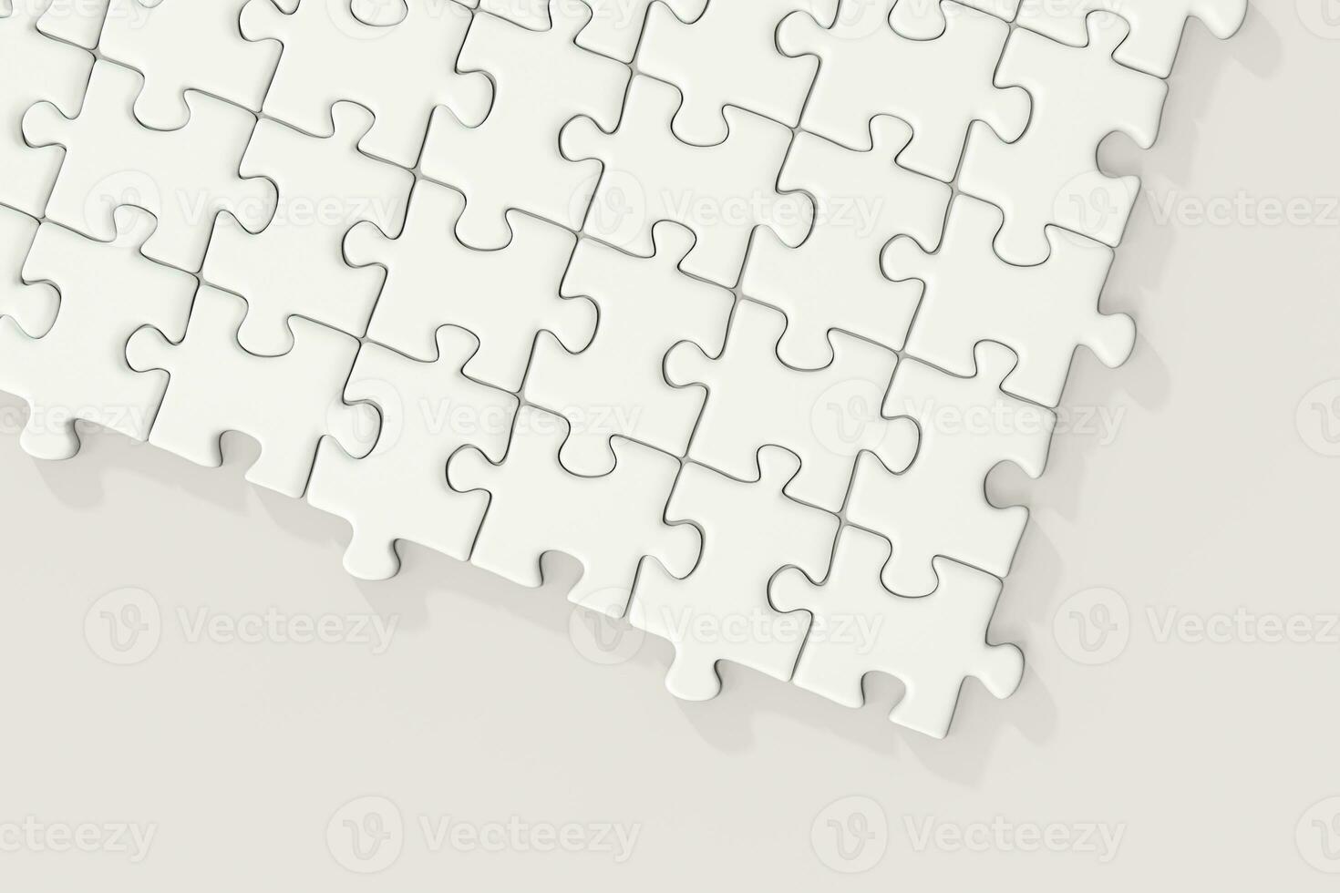 Blank puzzles arranged neatly with white background, 3d rendering. photo