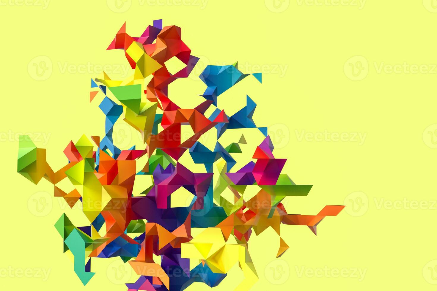 Triangular paper with creative shapes, 3d rendering photo
