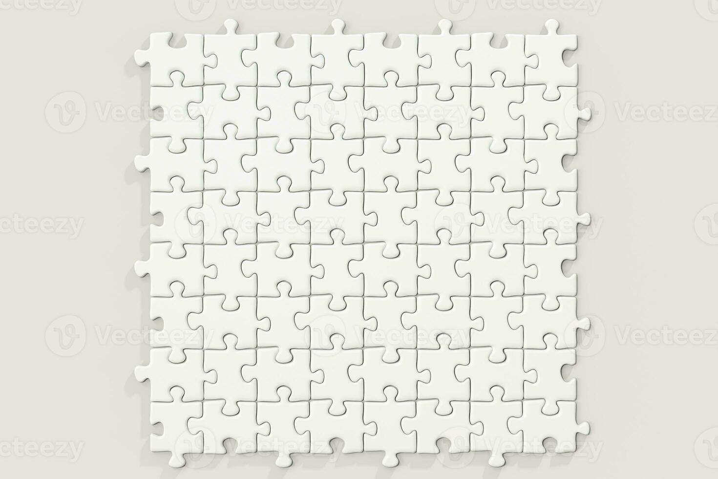 Blank puzzles arranged neatly with white background, 3d rendering. photo