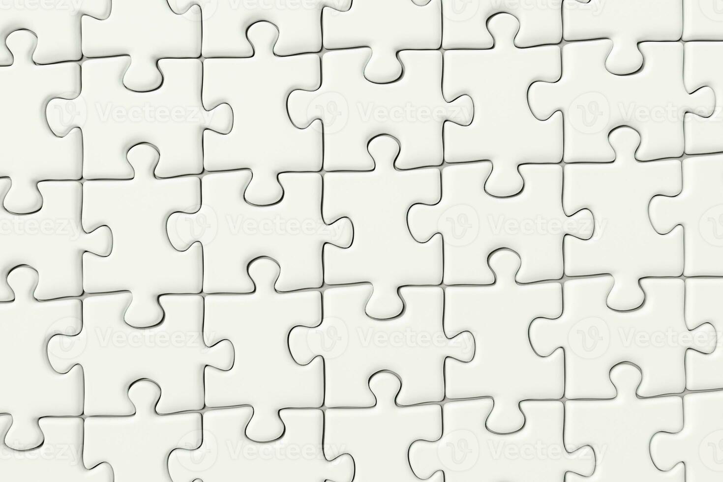 Blank puzzles arranged neatly with white background, 3d rendering. photo