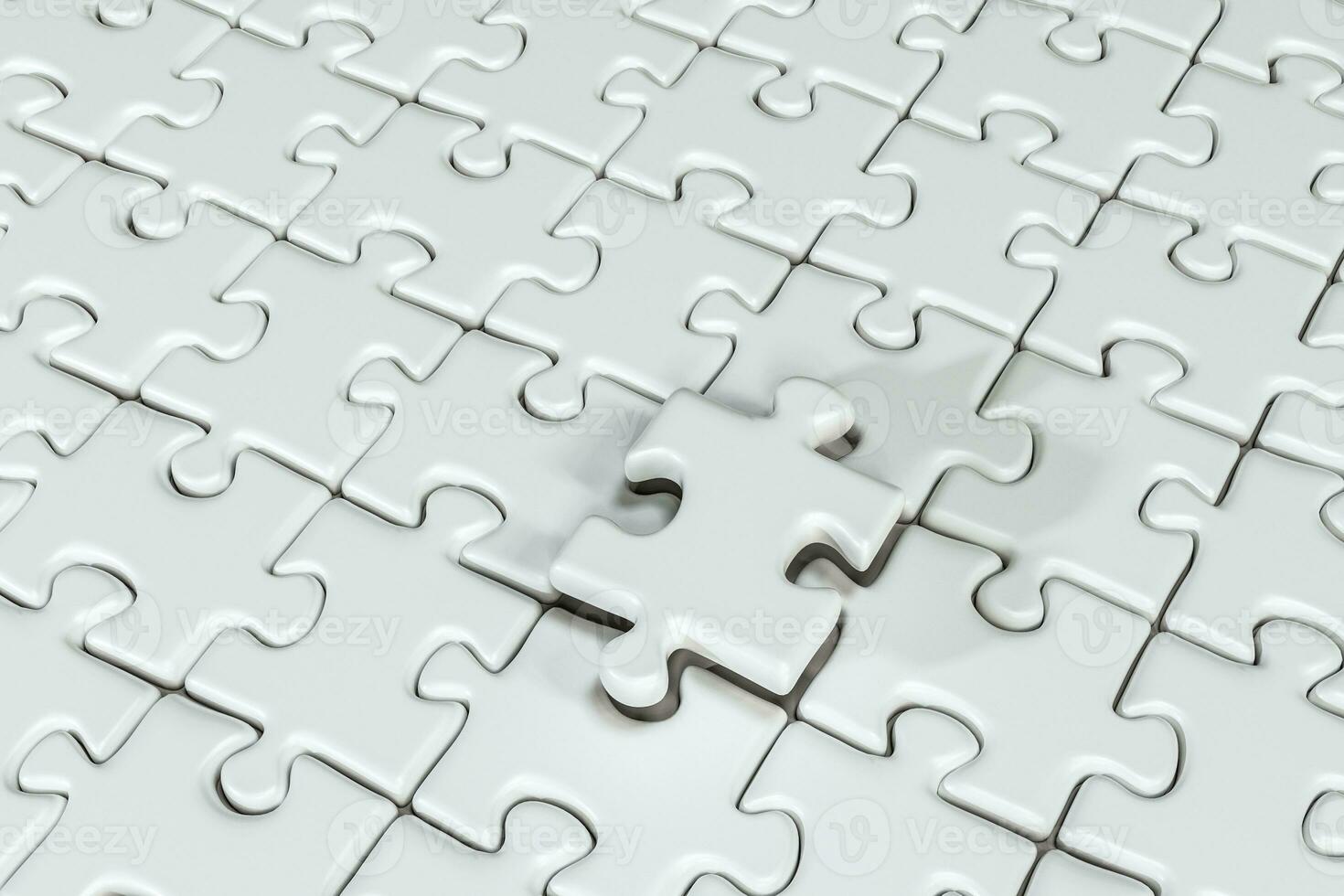 Blank puzzles arranged neatly with white background, 3d rendering. photo