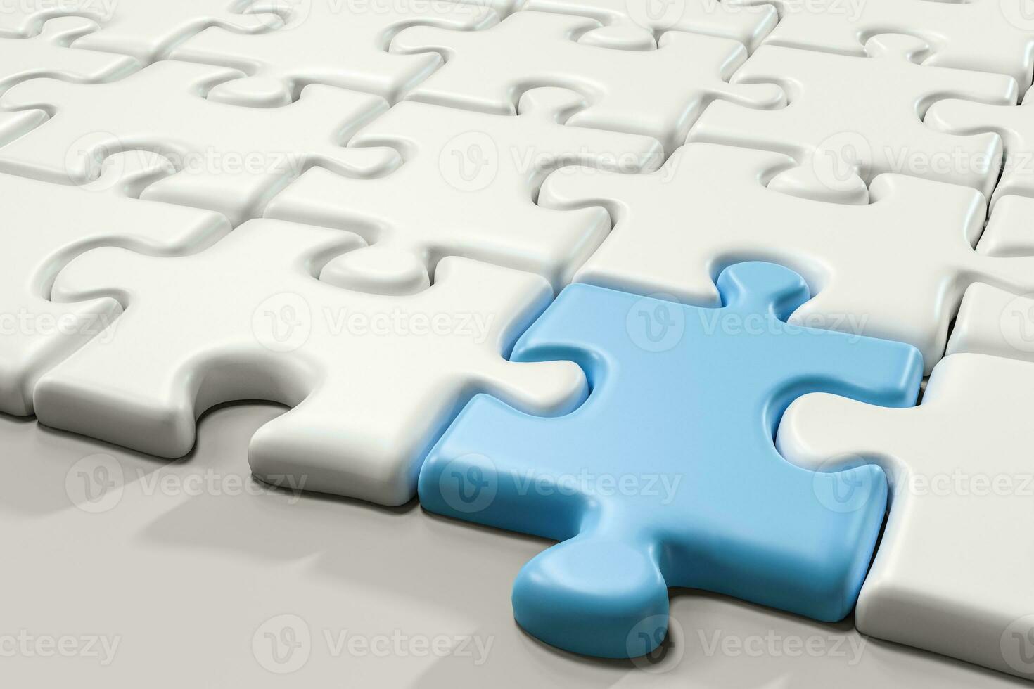 Blank puzzles arranged neatly with white background, 3d rendering. photo