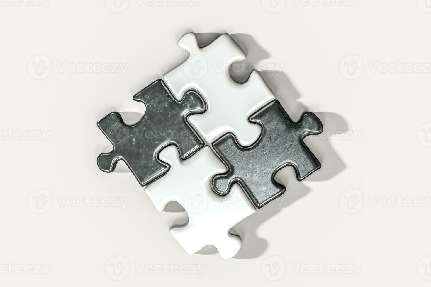 Blank puzzles arranged neatly with white background, 3d rendering. photo