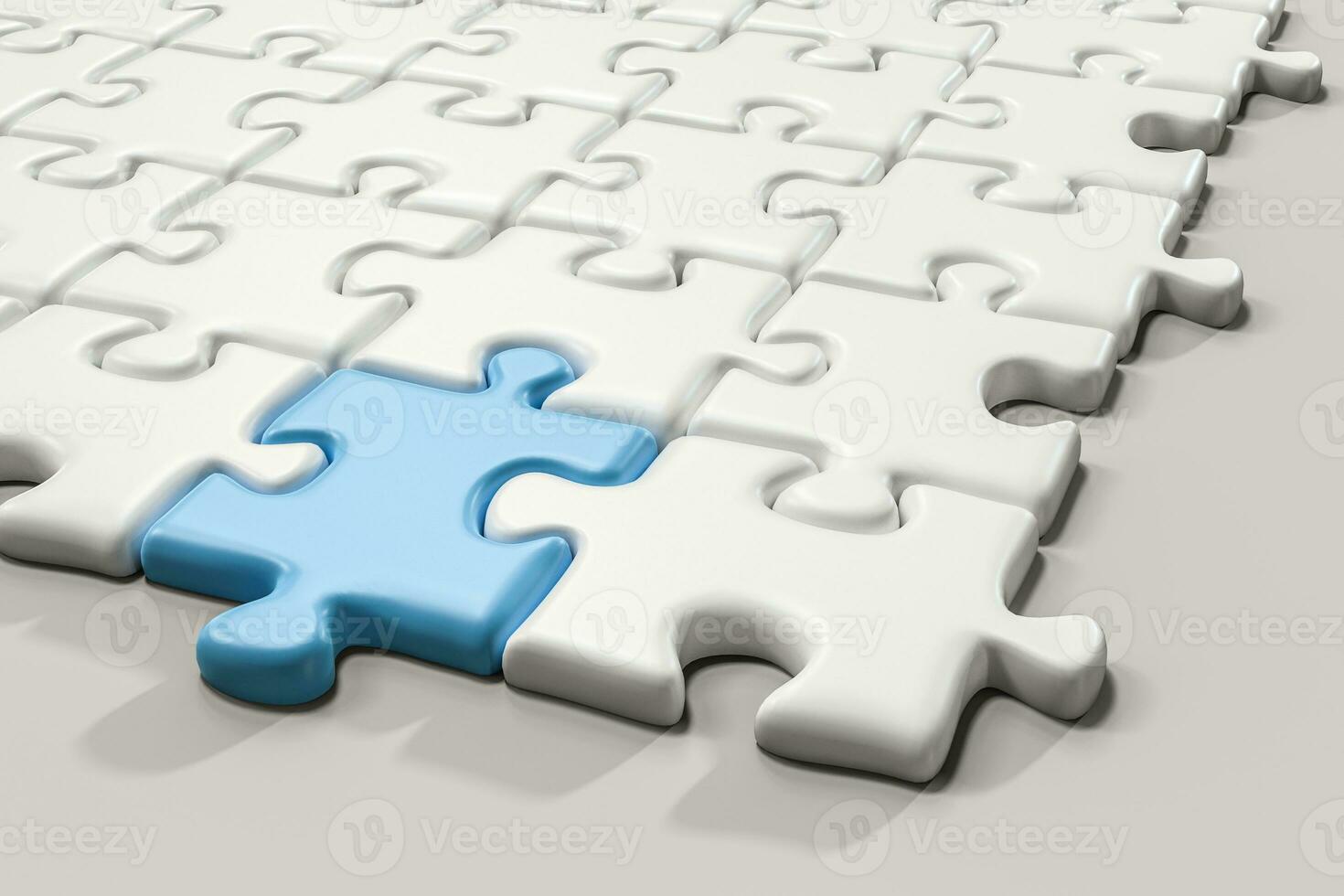 Blank puzzles arranged neatly with white background, 3d rendering. photo